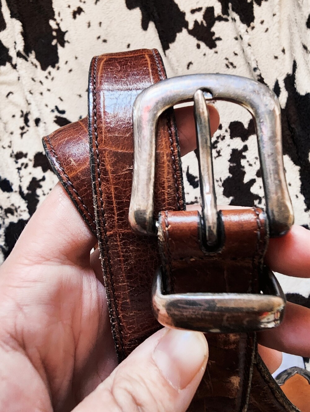 WOMEN'S 80'S/90'S GENUINE LEATHER BELT - BROWN